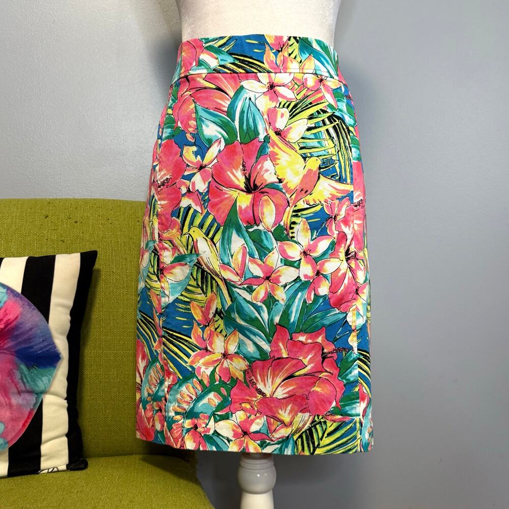 LOFT Tropical Floral Bird 6 Straight Pencil Skirt NEW 6